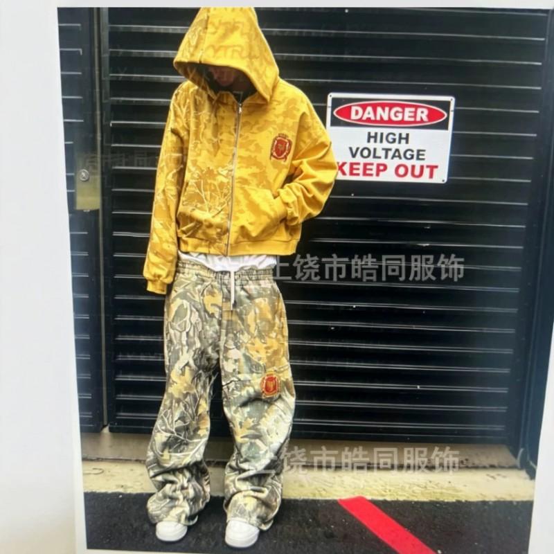 Свободный комплект худи и брюк в стиле Y2K Streetwear с контрастным камуфляжным принтом для подростков