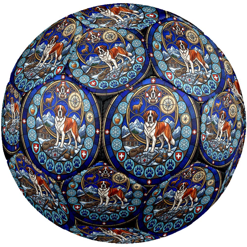 Mountain Rescue Saint Bernard Round Football Size 5 Adult Ball Suitable for Training Matches and Outdoor Team.