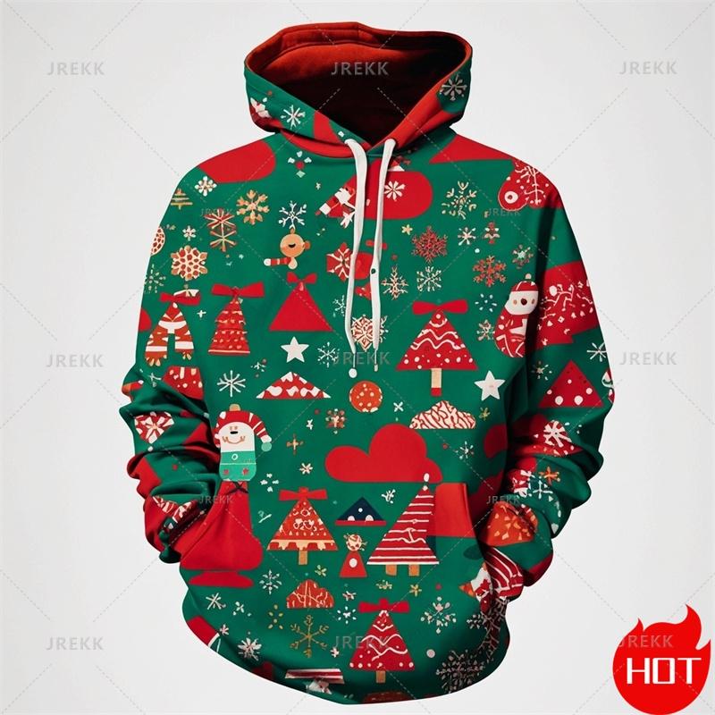Winter Fashion 3D Printing Christmas Ornament Hoodies For Men Santa Claus Graphic Hooded Hoody Vintage Sweatshirts Mens Pullover