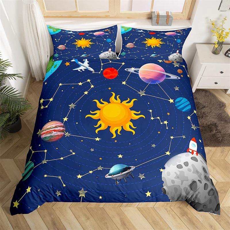Комплекты постельного белья Galaxy Space для детей, размеры Full/Queen/King, синие комплекты пододеяльников со звездами и вселенной для мальчиков, девочек, подростков, для спальни
