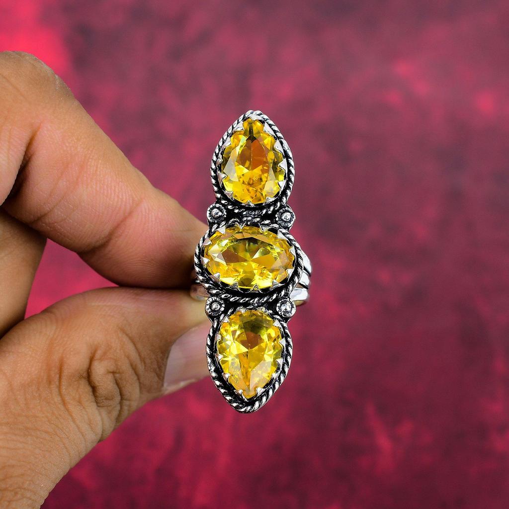 Кольцо с цитрином, ювелирные изделия из стерлингового серебра 925 пробы, кольцо ручной работы, на День Благодарения