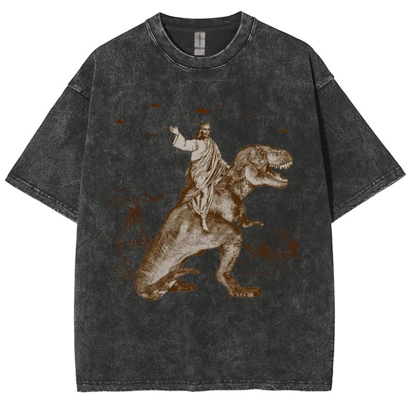 Футболка с рисунком динозавра, модная женская, унисекс, потертая, винтажная, студенческая, модная, дизайн, топ для отпуска