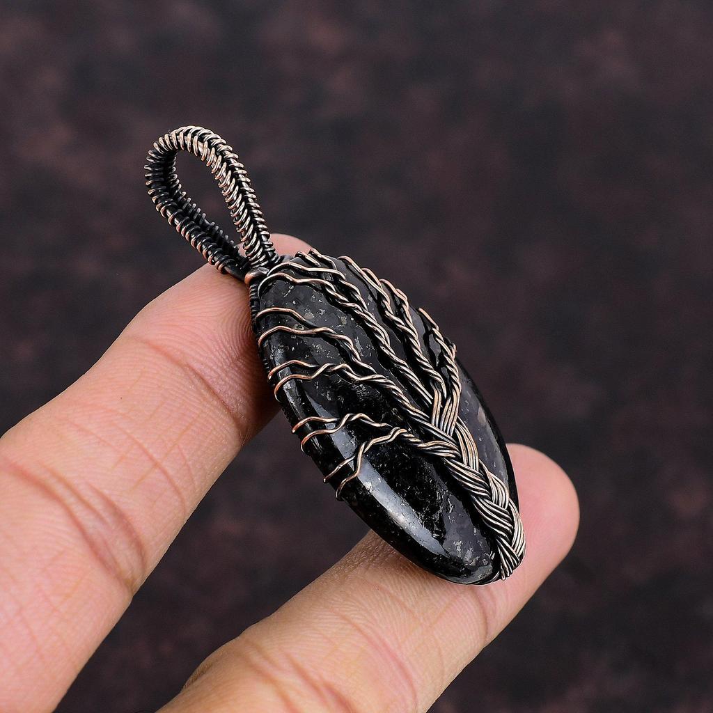 Подвеска из нумита «Дерево жизни», медная проволочная обертка, ювелирное изделие «Дерево жизни», антикварная подвеска ручной работы, драгоценный камень, медное ювелирное изделие, подарок для нее