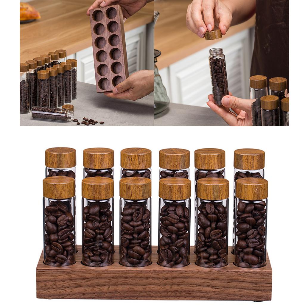 Coffee Beans Storage Container Tube Display Rack Tea Bottle Glass Single Dose Espresso Accessory Coffeware Set Tool Gift