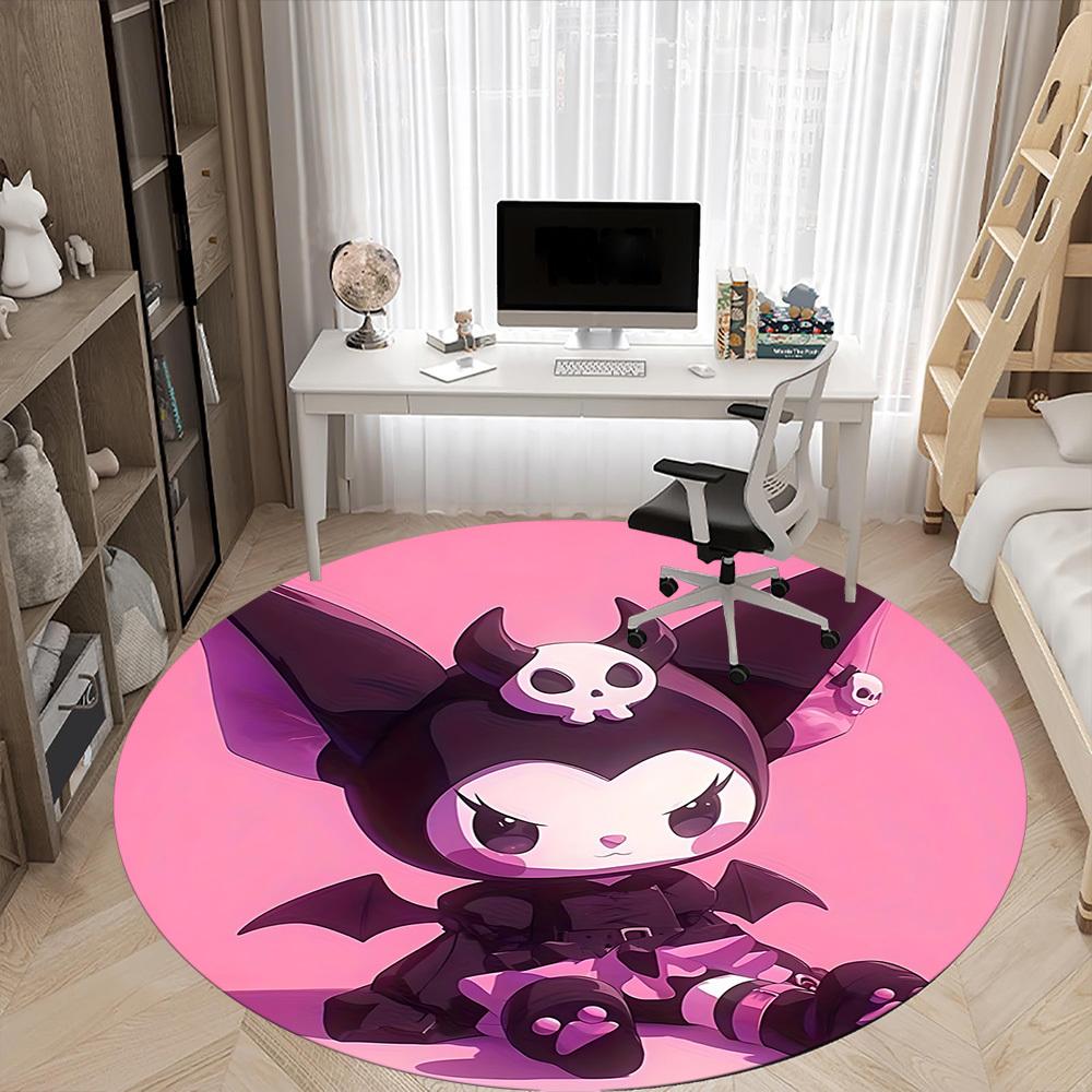 Круглый коврик для офиса Kuromi Sanrio, под офисные стулья, спальня, гостиная, домашний декор a0908197