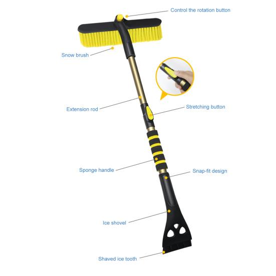 Yousheng Extendable Car Snow Brush Ice Scraper Heavy-duty Snow Shovel with EVA Grip Snow Removal Tool for Windshield