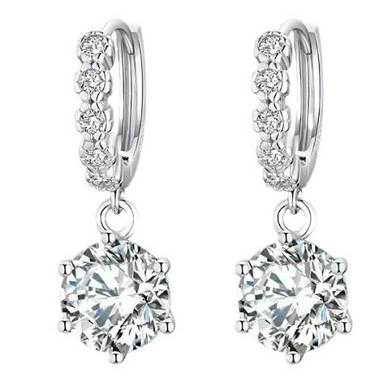 Серьги-гвоздики из стерлингового серебра S925 с муассанитом, классические, на шести крапанах - Универсальное высококачественное украшение для ушей
