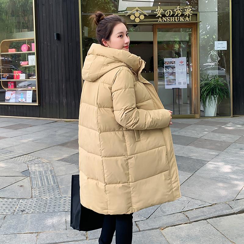 Женская осенне-зимняя куртка с воротником на шнурке и пуговицами, длинная парка на молнии, свободное теплое хлопковое пальто