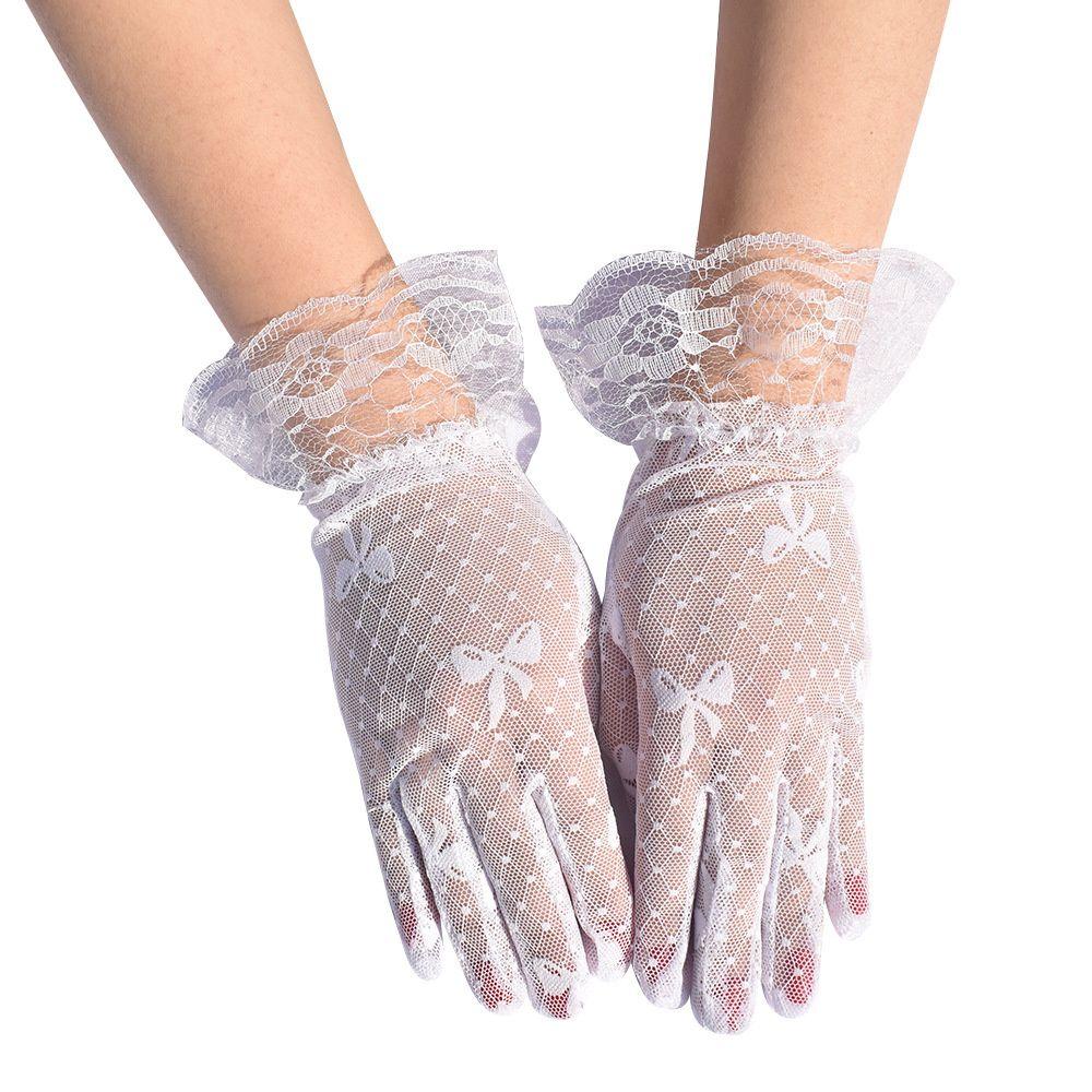 Full Finger Bow Paragraph Summer Sunscreen Mittens Bride Gloves Lace Glove Sexy Dress Party