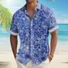 Гавайская рубашка для мужчин, мужские винтажные рубашки для боулинга на пуговицах, летняя пляжная рубашка с коротким рукавом