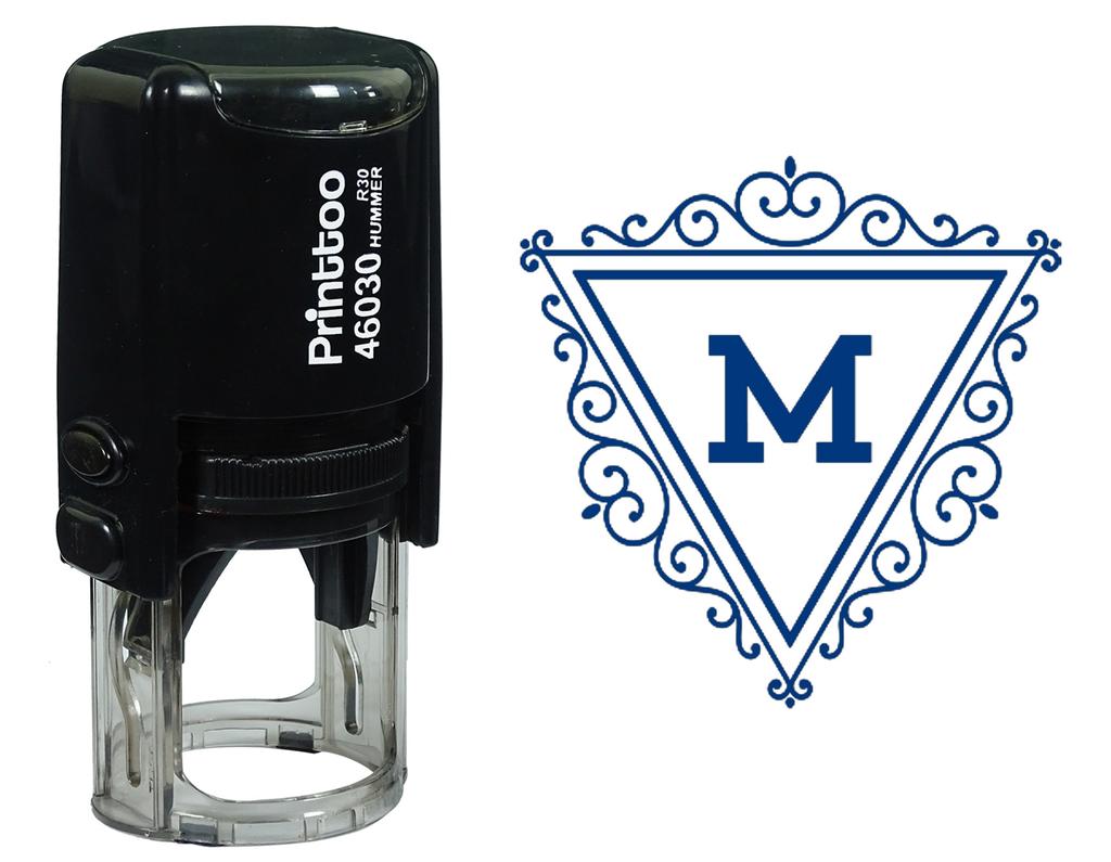 Printtoo M Alphabet Swirl Border Triangle Monogram Initial Self Inking Rubber Stamp Office