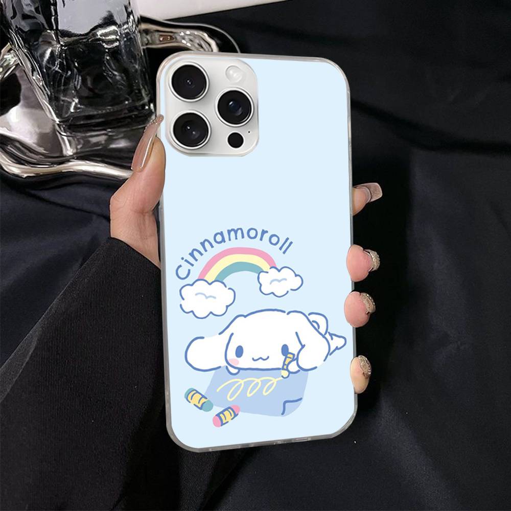 Мультяшный Милый C-Синнамороллы Для IPhone 17 Air 16 15 14 13 12 11 Pro Max Plus Чехол Для Телефона Серебристый Атласный Глянцевая Поверхность