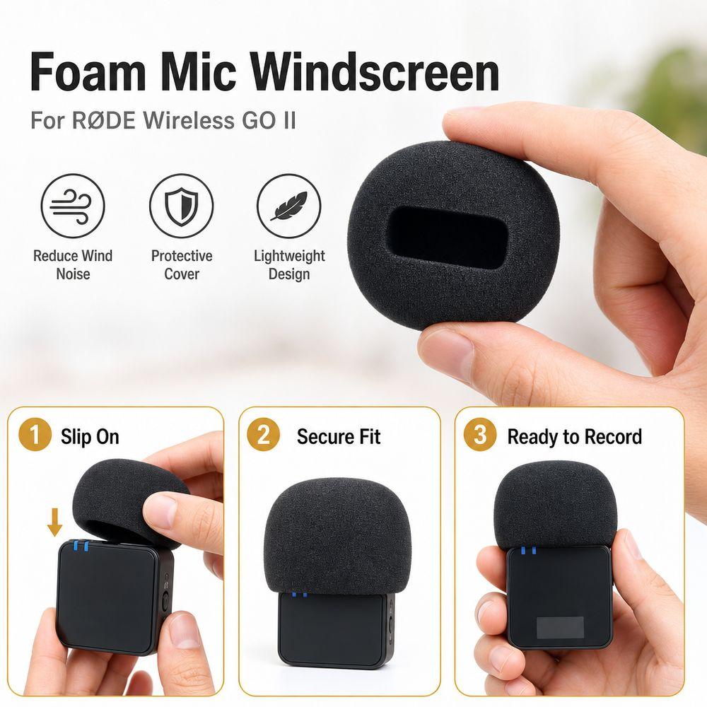 1pcs Foam Microphone Cover Noise Reduction Sponge for RØDE Wireless GO ll Voice Recording