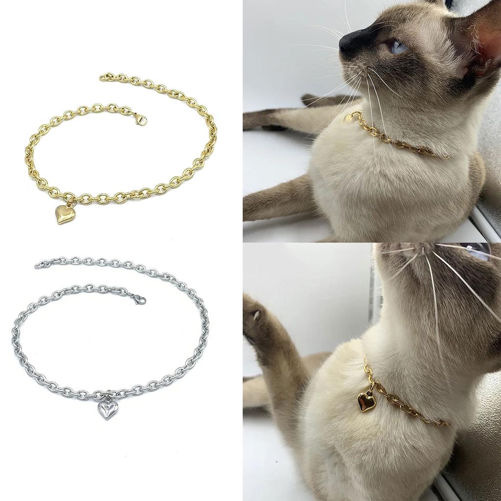 Свадебный ошейник для питомца в форме сердца, ожерелье с драгоценностями, подвеска в форме сердца, свадебный костюм, ожерелье из нержавеющей стали в форме сердца