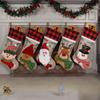 Christmas Stockings, Christmas Stocking Deer Santa Snowman Burlap Plaid Xmas Stocking Holiday Christmas Decoration For Family