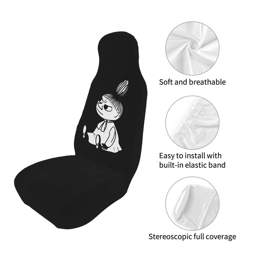 Moomin Car Seat Set of for Front Suitable for Light and Standard Full Coverage for the Driver and Passenger Seats Covers, 2, Seats, Cars, Back, Black,