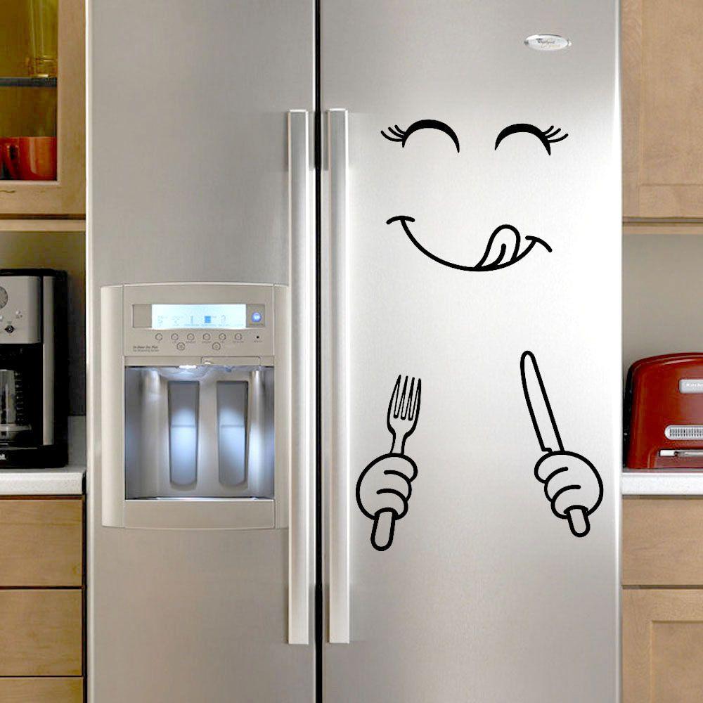 Smile Face Kitchen & Dining Gadget Fridge Sticker Home Decor Refrigerator Decal Wallpaper