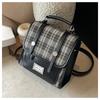 Retro Contrasting Backpack Women's New College Style Plaid Single Shoulder Messenger Bag Versatile Small Backpack