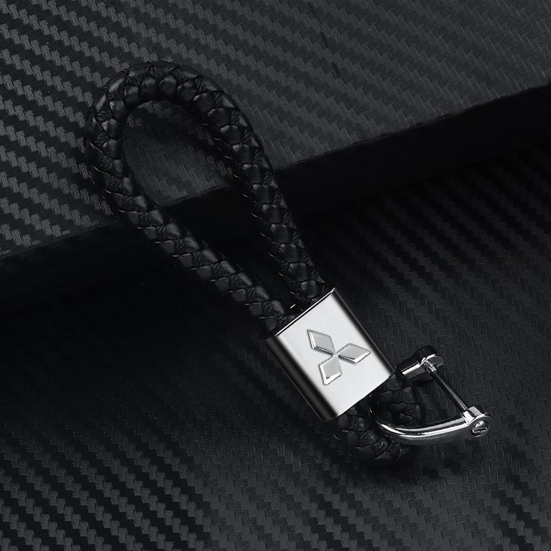 Metal Leather Car Key Ring Braided Rope Key Case Key Chain For Mitsubishi Space Star Lancer Outlander Xl Eclipse Cross Asx Colt