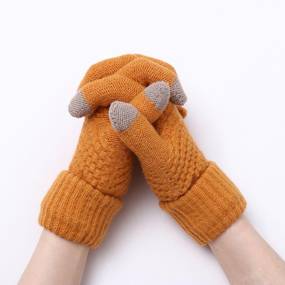 Imitation Cashmere Mittens Winter Warm Full Finger Women Gloves Knitted Wool Mittens Touch Screen