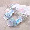 Летние сандалии для девочек Aisha Crystal Shoes Высокие каблуки Мода Детские туфли принцессы Маленькие девочки Студенческие пляжные туфли