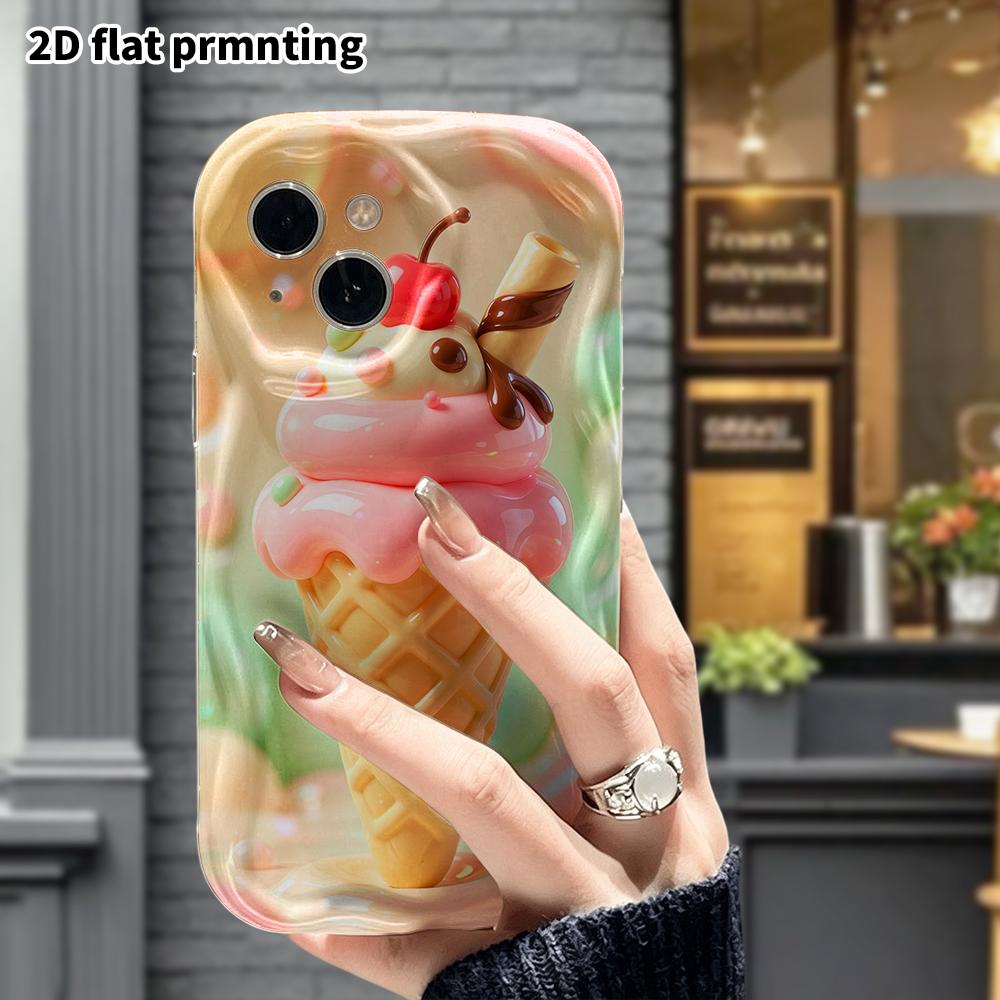 Чехол для телефона: 2D плоский дизайн, подходит для защитного чехла iPhone 18 17 16 15 14 13Pro, рожок для мороженого, идеальный подарок на Рождество и Хэллоуин