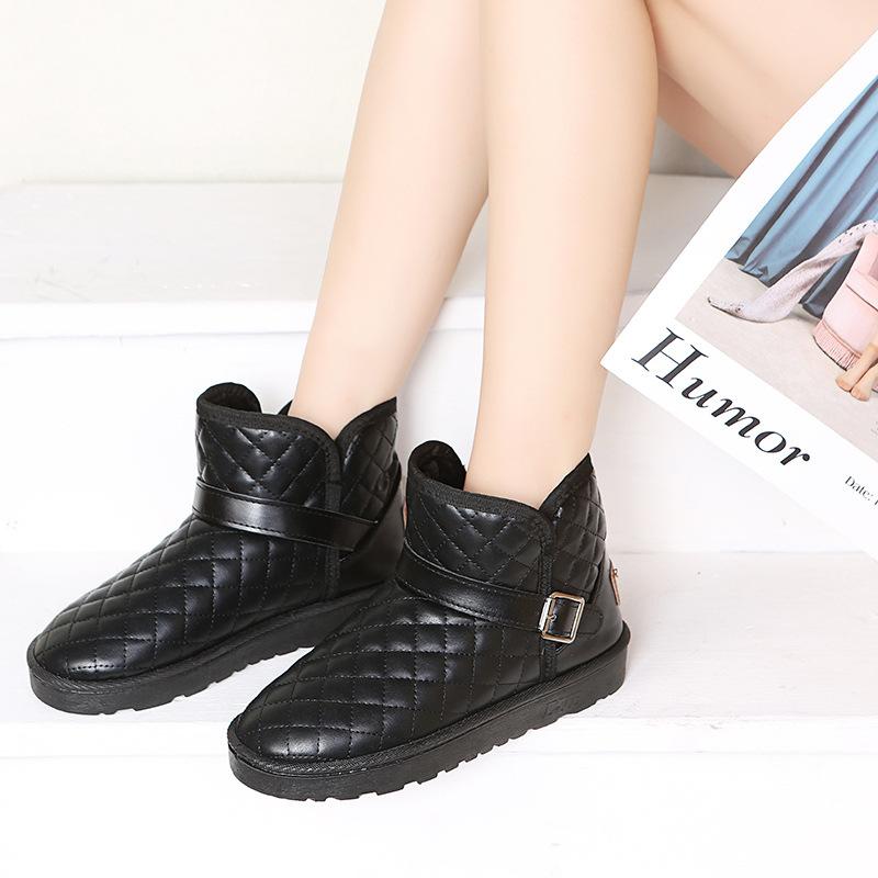 Толстые плюшевые зимние теплые ботинки для женщин, нескользящие непромокаемые зимние ботинки, женские теплые туфли на плоской подошве с хлопковой подкладкой