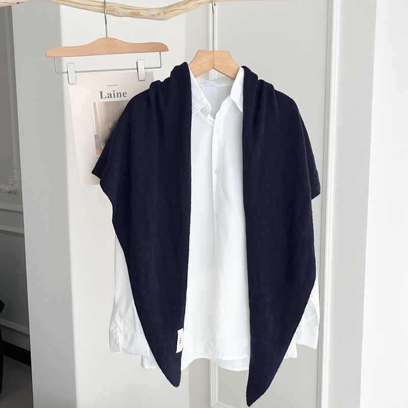 Женская роскошная вязаная шаль: Легкий, универсальный однотонный треугольный шарф и кардиган для весны/осени