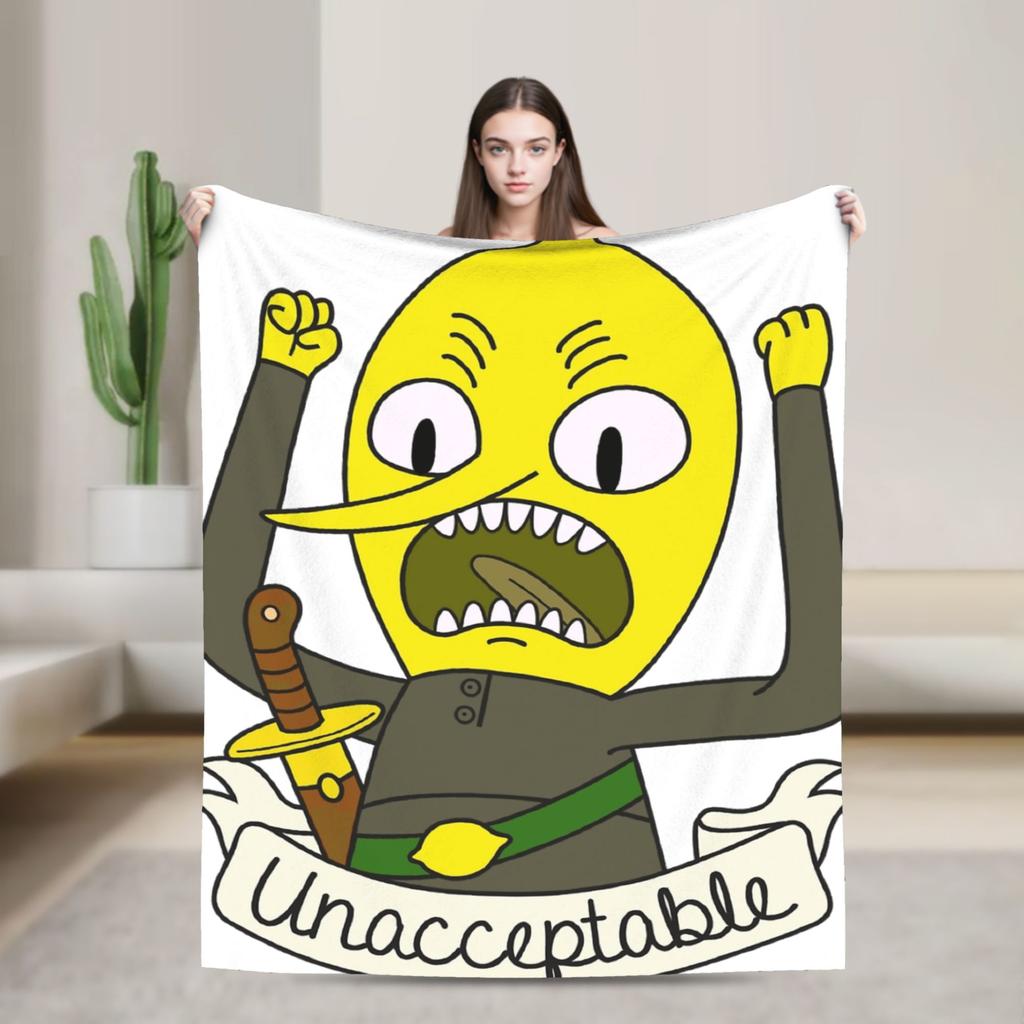 Lemongrab Unacceptable Flannel Blanket Spring Warm Soft Throw Blanket for Kids Adult Home Decor Graphic Bedspread Sofa Bed Cover