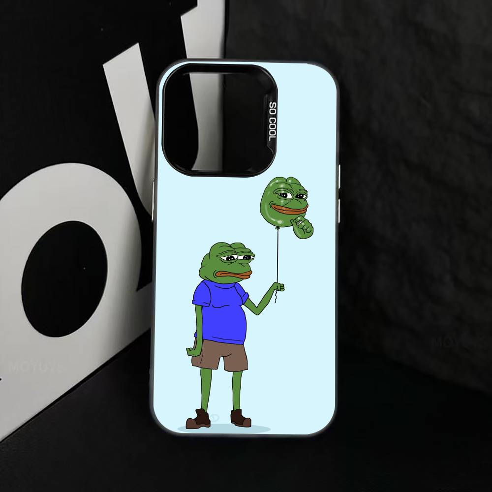 Грустная Смешная Лягушка Мем Чехол для Телефона Для iPhone 17,16,15,14,13,12,11 Plus,Pro Max,XS,Красочный Серебристый Черный Чехол