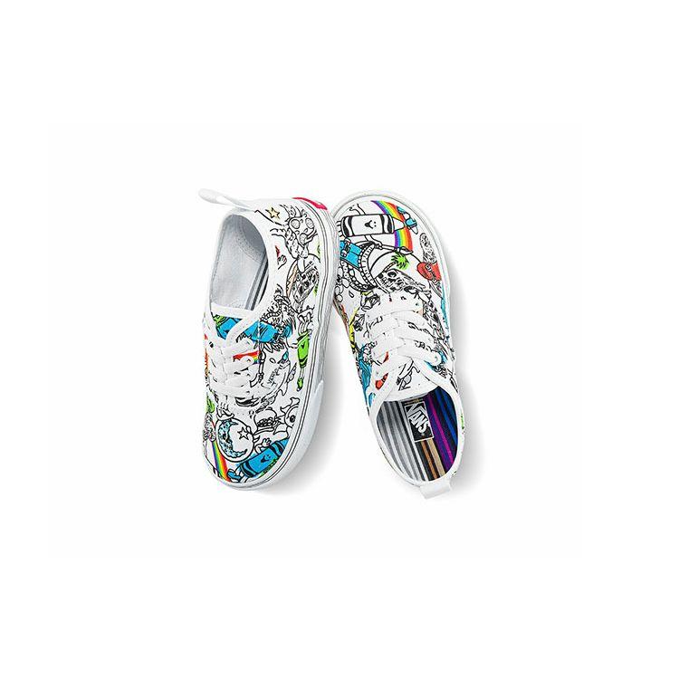 Crayola X Vans Authentic Elastic Lace Toddler Sketch Your Way Baby Sneakers White Multi-Color VN0A34A1ARE