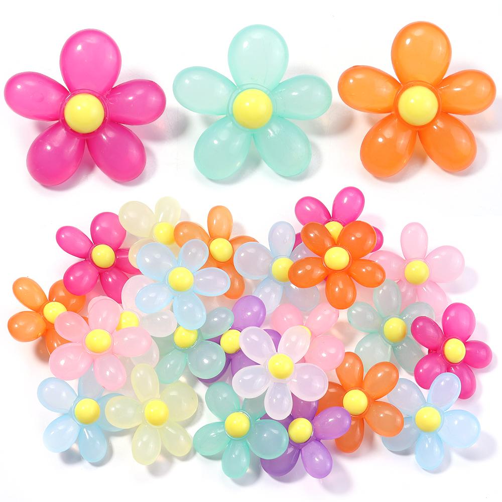10pcs/lot Acrylic Flower Beads Jelly Color Sunflower Beads Loose Spacer Beads For Jewelry Making DIY Necklace Hair Accessories