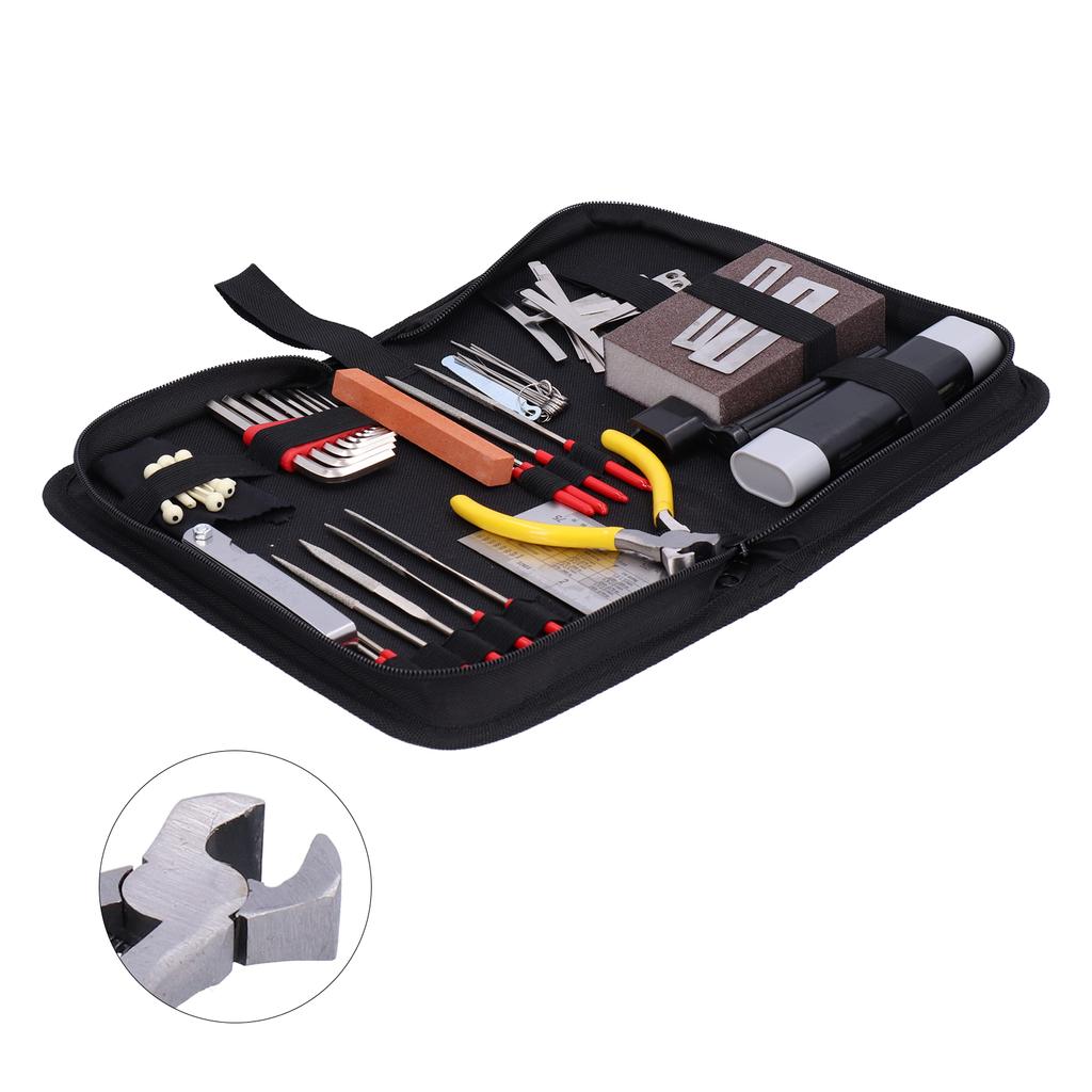 Набор инструментов для ремонта гитары из 45 предметов: измерение, обслуживание, регулировка, полировка, напильник, органайзер для струн