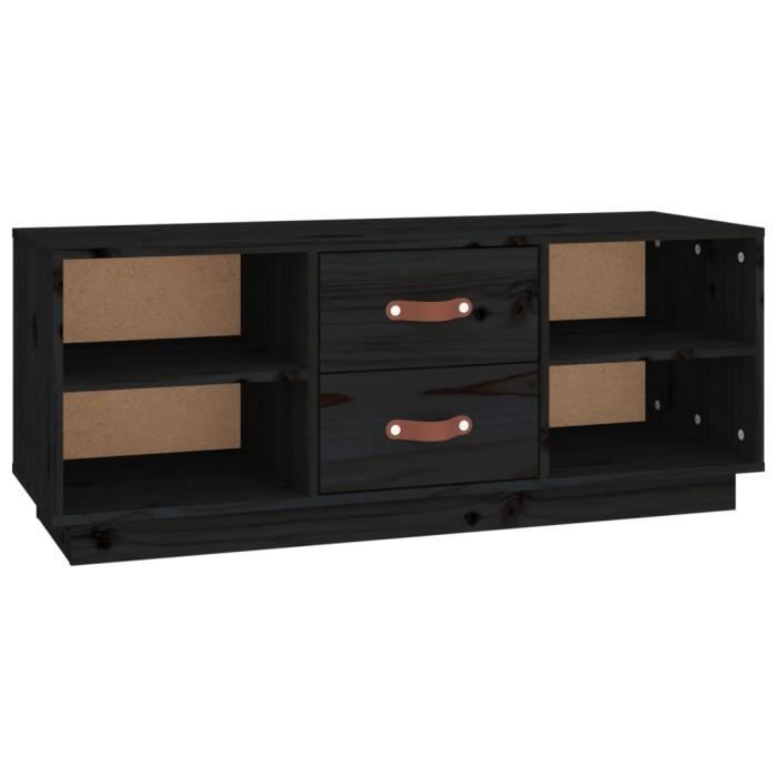 VidaXL TV Stand Black 100x34x40 Cm Solid Pine Wood 818229