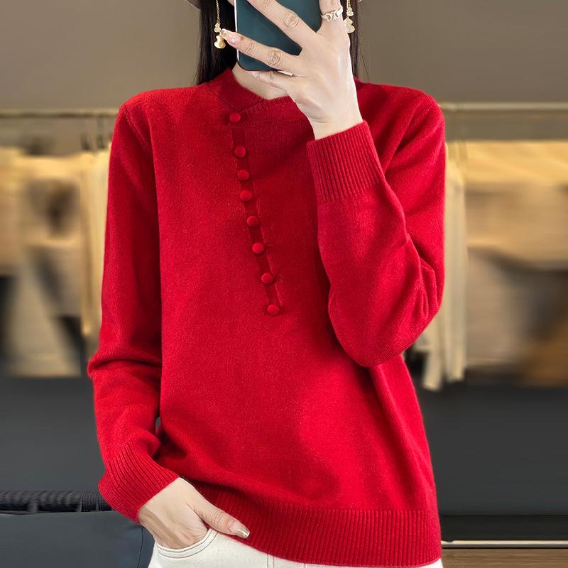 DAFIFY Женская мода повседневная осень-зима однотонный принт длинный рукав O-образный вырез свитера