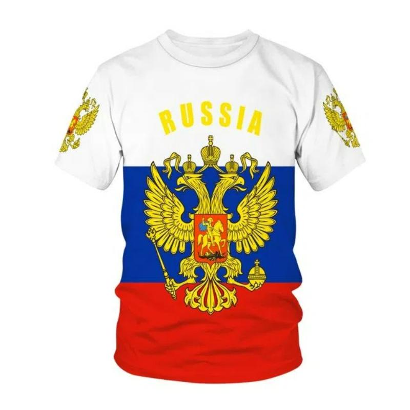 Мужская футболка с эмблемой российского флага, летняя, повседневная, с круглым вырезом, с коротким рукавом, топы, футболки, женская одежда, стритвир, оверсайз футболка