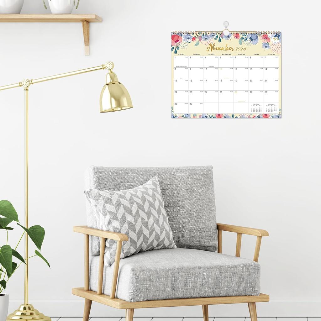 2026 Calendar - 2026 Wall Calendar, Jan 2026 - Dec 2026, 15" x 11.5", 12 Months Hanging Monthly Calendar, Calendar 2026 with Spiral Bound, Julian