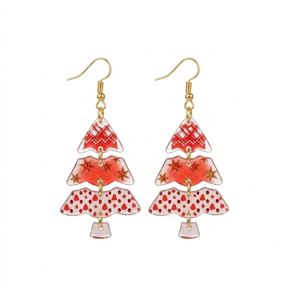 2D Printed Christmas tree and Christmas Tree Acrylic Earrings