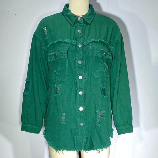 Женская куртка с рваными карманами и декором, однобортное однобортное пальто с длинными рукавами в стиле хип-хоп, уличная одежда с лацканами, свободное винтажное женское пальто на весну и осень