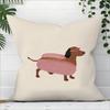 Cute Hot Dog Dachshund Pillow Cover Faux Embroidery Print Funny Sausage Dog Cushion Case For Sofa Bed Couch Kids Room Decor