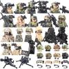 Военный MOC Спецназ Фигурки Конструктор Солдаты Полиция Оружие Щиты Пулеметы Гатлинга Снаряжение Противогаз Сделай сам Игрушка I014