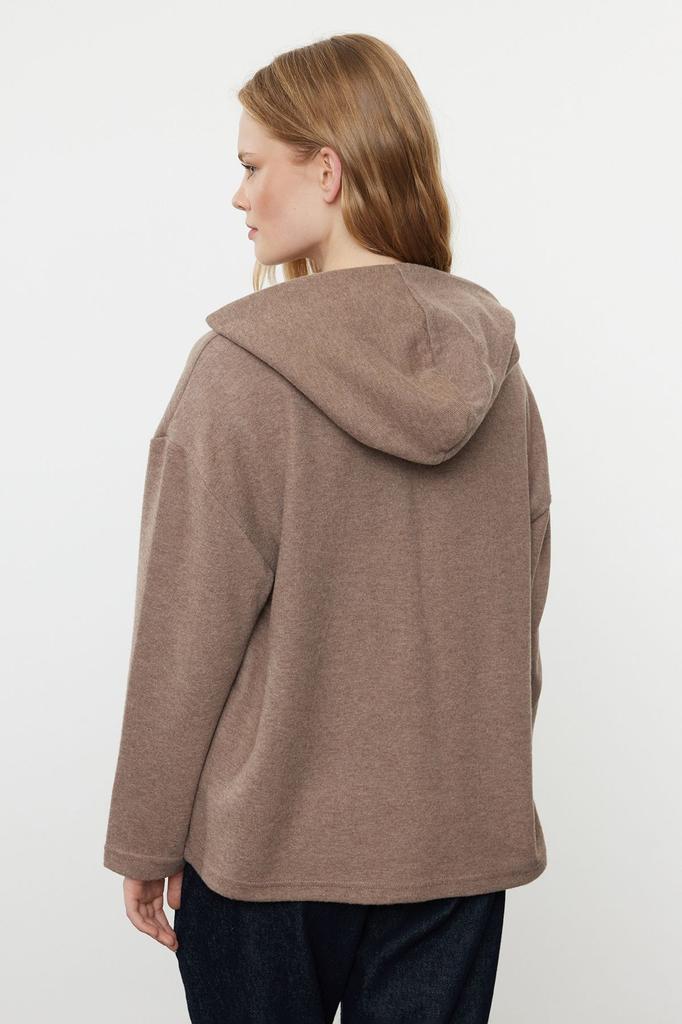 Женская модная стильная толстовка Mink Thessaloniki Oversize Wide Fit Hooded Knitted Sweatshirt