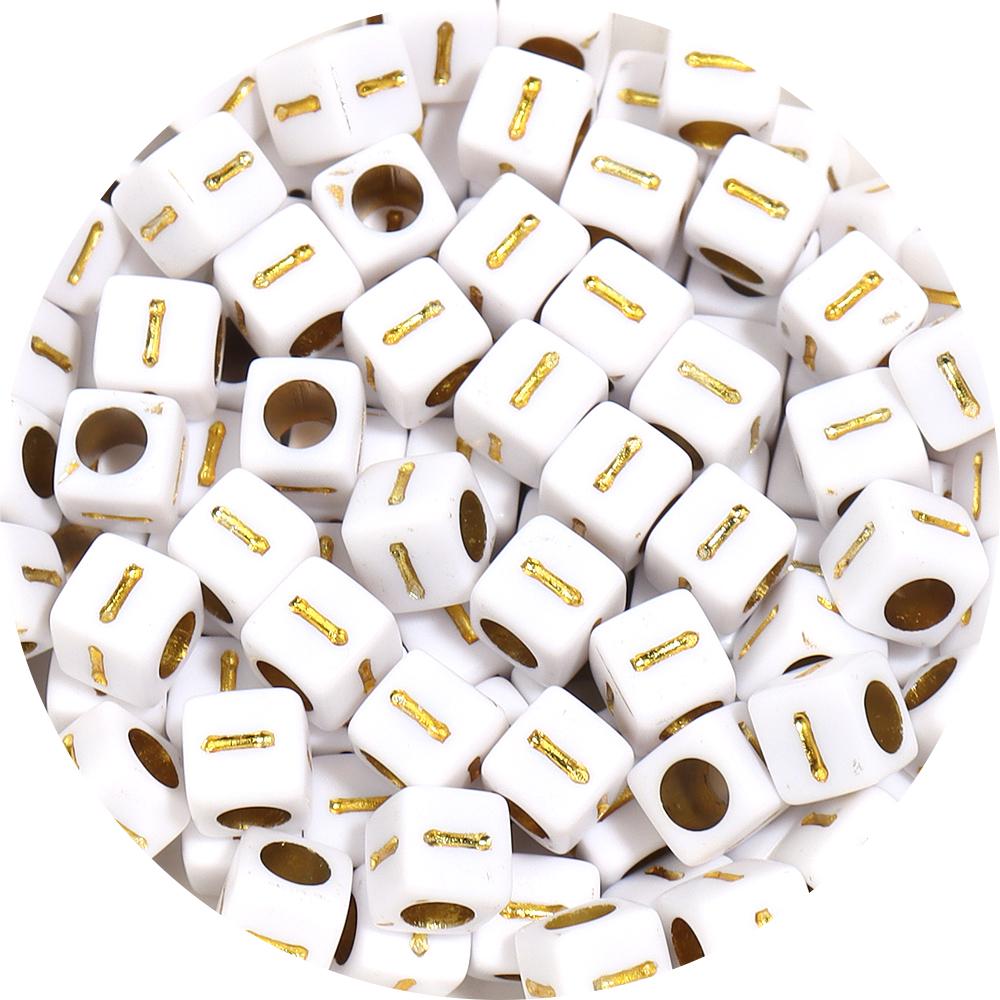 100pcs/lot 4.5 6mm Gold Letter Acrylic Square Beads Large Hole Loose Alphabet Beads For DIY Craft Bracelet Earrings Accessories