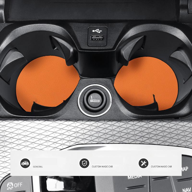 2pcs Car Leather Auto Water Cup Slot Non-Slip Mat Accessories For Volvo EX90 V60 V40 XC90 S60 XC60 V50 V70 S90 XC40 S80 V90 EX30