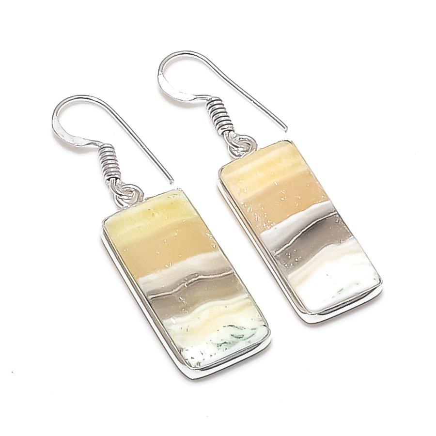 Серьги из натурального кальцитового агата, стерлингового серебра 925 пробы, 1,65 дюйма, N6V38