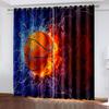 Ball Theme Curtain Basketball Football Football Baseball, Home Bedroom Living Room Shade Curtain, a Set of Two Pieces