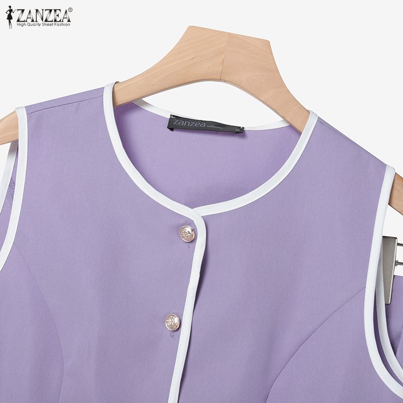 ZANZEA Женские безрукавки, топы и шорты, летние комплекты из двух частей