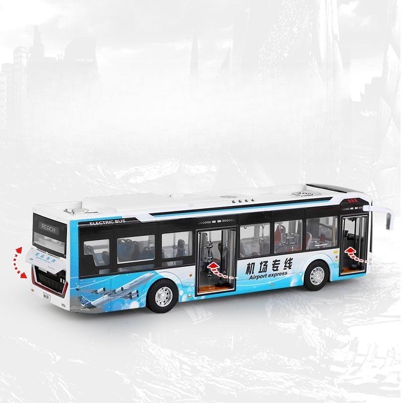 1:Масштабная модель игрушечного автобуса 1:42, Электробусы на новой энергии, Металлическая модель для осмотра достопримечательностей аэропорта, С механизмом обратного хода, Звук и свет, Коллекция для мальчиков, Детей