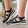 Summer Thick Bottom Fashion Baotou Roman Sandals for Women with Hollow Soft Leather Slope Beach Sandals