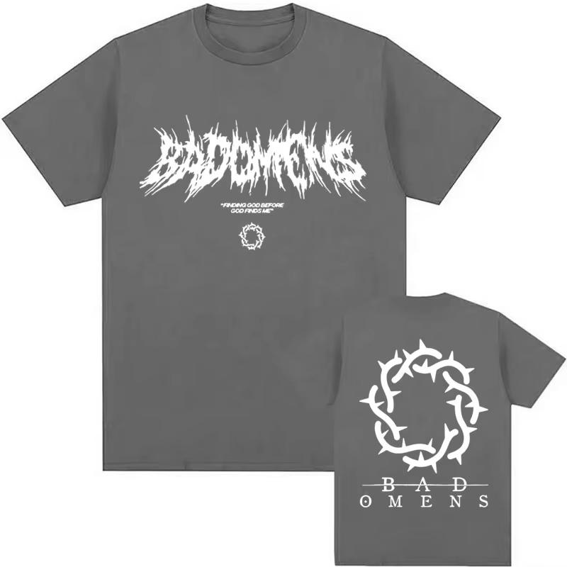 Funny Bad Omens Band Logo Graphic T Shirt Men Women Hip Hop Fashion Vintage T Shirts Male Casual Oversized Short Sleeve T-shirt